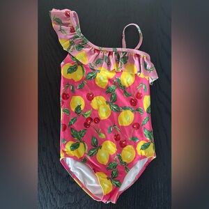Boden Pink Swimsuit with Lemon and Cherry Print